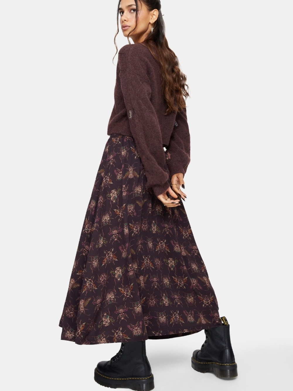 Scorn Bug Printed Midi Skirt 12